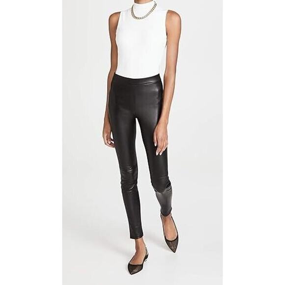 Theory Adbelle L2 Leggings Size 2 Black Leather Mid-Rise Skinny Leg NWT $995 - Picture 5 of 15